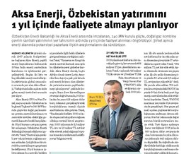 Aksa Enerji CFO'su Nuri Tezel, Dünya Gazetesi'ne Aksa Enerji'nin gelecekteki yatırım planlarını anlattı ve COVID-19'un sektöre etkilerini değerlendirdi
