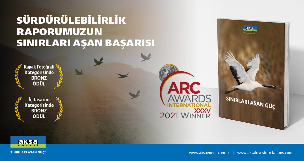  Aksa Enerji 2020 Sürdürülebilirlik Raporu ARC Awards'ta iki büyük ödüle layık görüldü